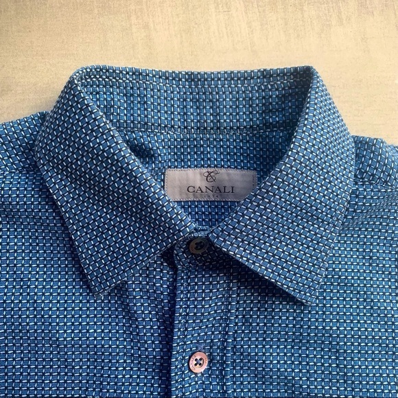 Canali Blue Button Up Sport Luxury Shirt - M